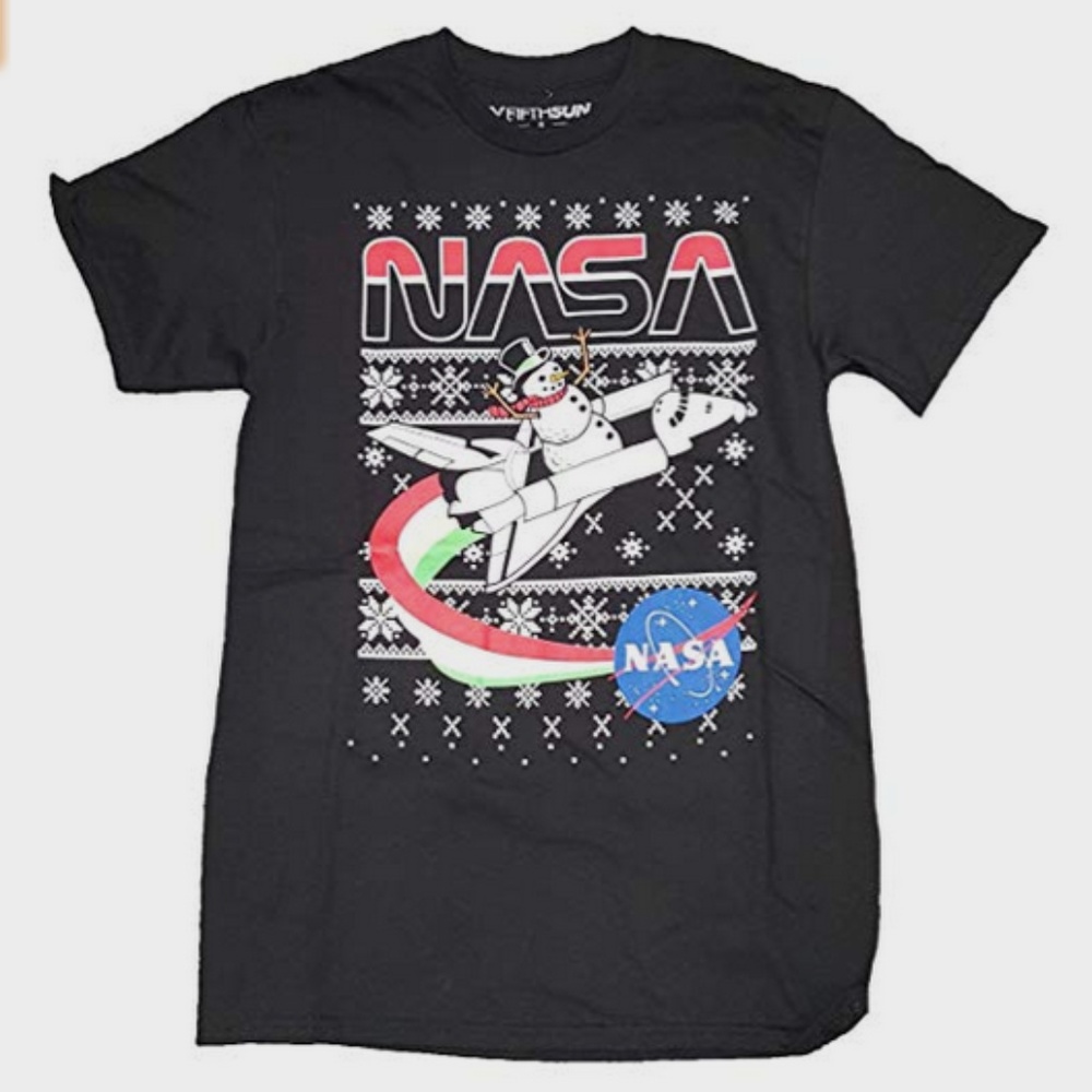 Christmas NASA Snowman on Space Shuttle TSHIRT NWT